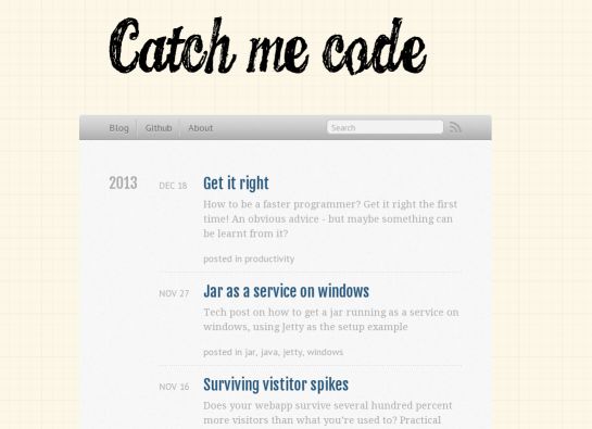 Screenshot of old blog looks