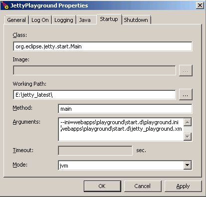 Startup tab in commons daemon GUI
