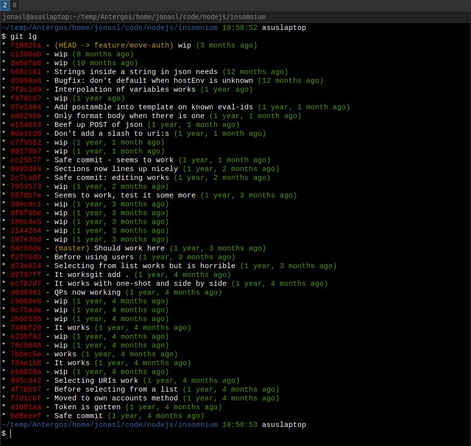 Git log of shitty draft first branch