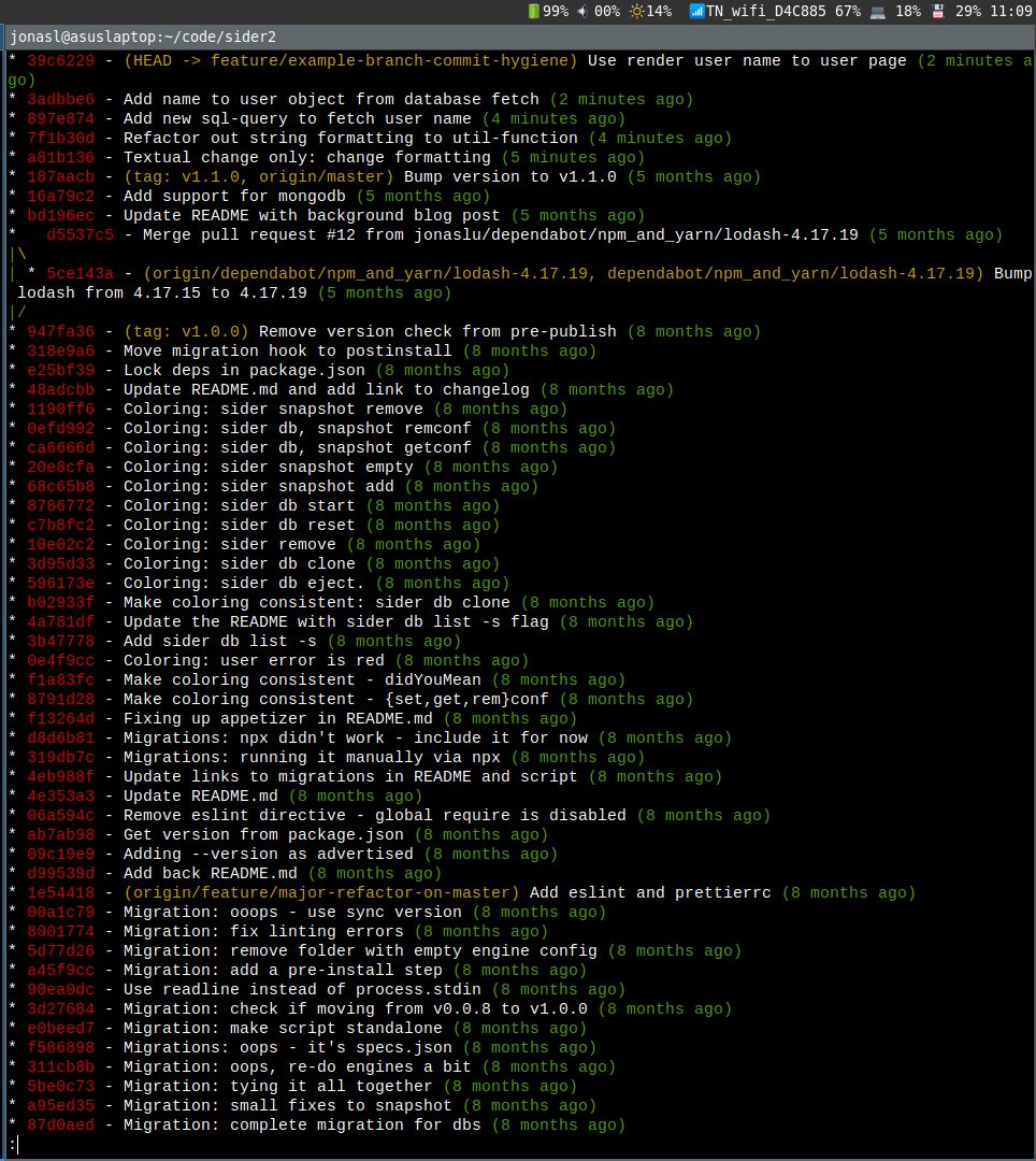 Example of an atomic commit branch